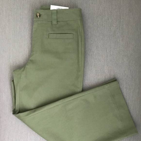 Green Women's High Rise Wide Leg Chino Pants NWT Sise 4 - Picture 1 of 8
